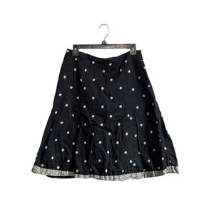 GAP sz 10 A-line Midi Skirt Black Floral Cotton Vintage Y2K Boho Office Summer
